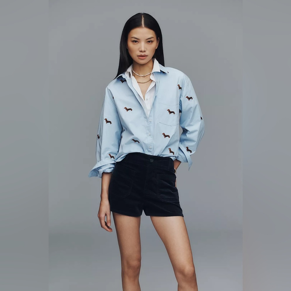 Maeve Shrunken Bennet Buttondown Shirt Dachshund